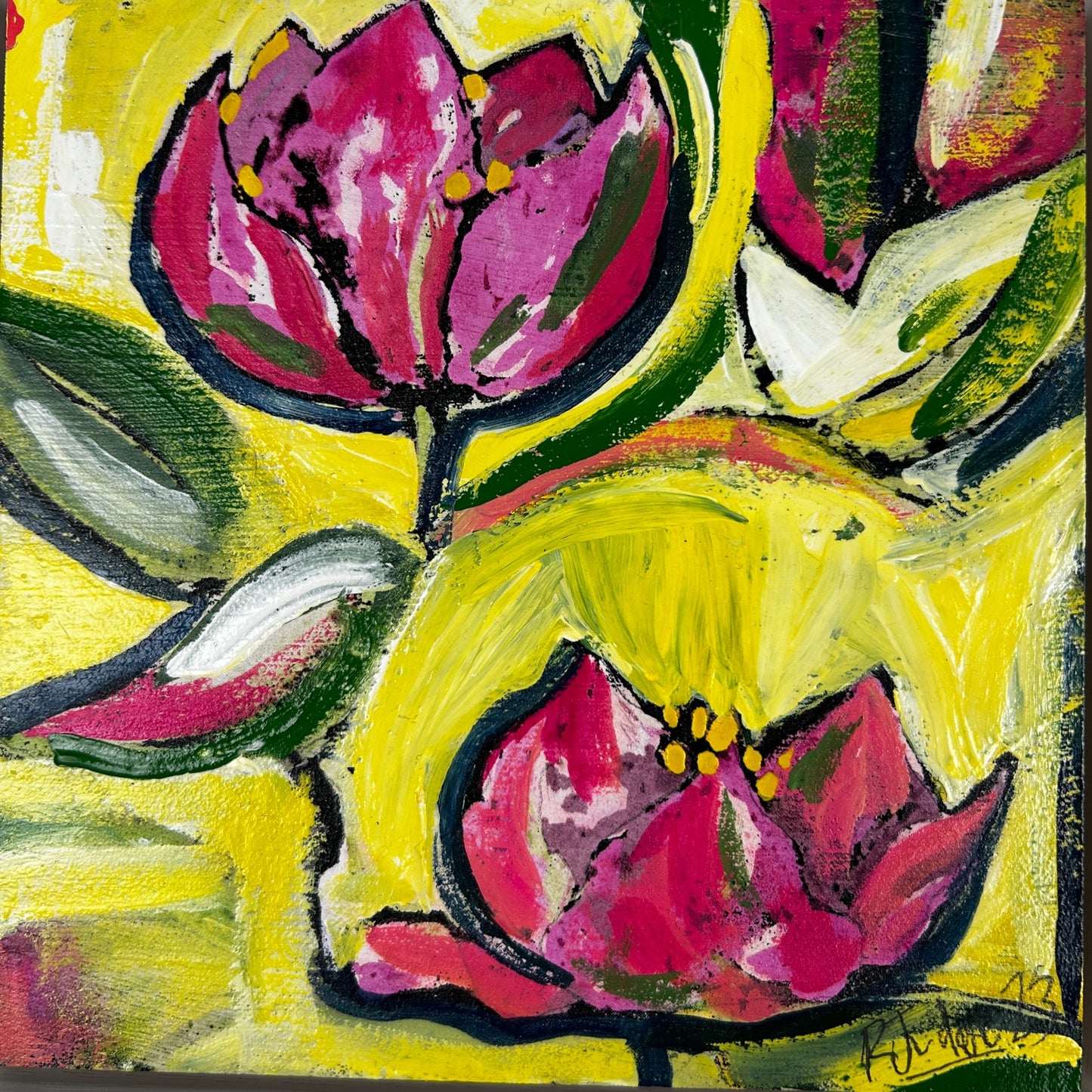 'Lullaby' 19cm x 19cm Gouache & Ink on Board