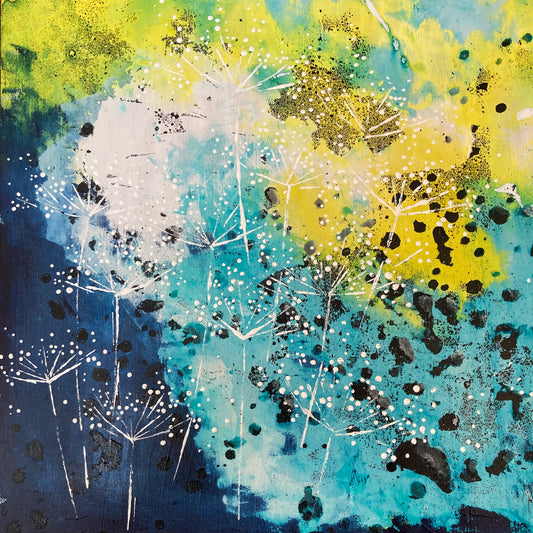 'Late Light on Cow Parsley' 40cm x 40cm Gouache & Ink on Board