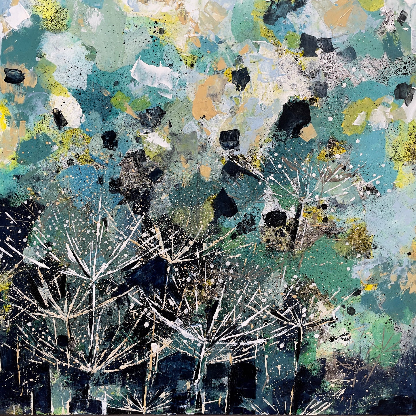 'The Artist's Fear of the Pollen Count' 77cm x 77cm Gouache & Ink on Board